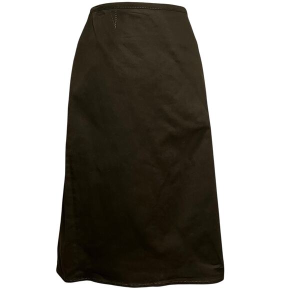 Fendi Vintage Midi Skirt 12 Brown Cotton Blend Back Slit Stretch Quiet Luxury - Picture 1 of 13